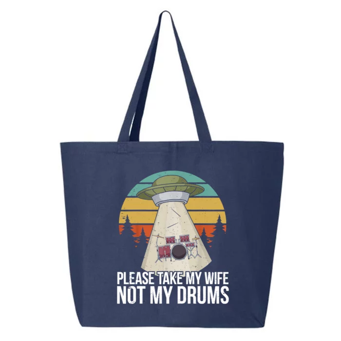 Funny Drummer Drumming Drum Kit Percussion I Wife Ufo Aliens 25L Jumbo Tote