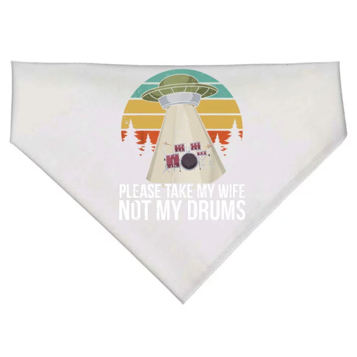 Funny Drummer Drumming Drum Kit Percussion I Wife Ufo Aliens USA-Made Doggie Bandana