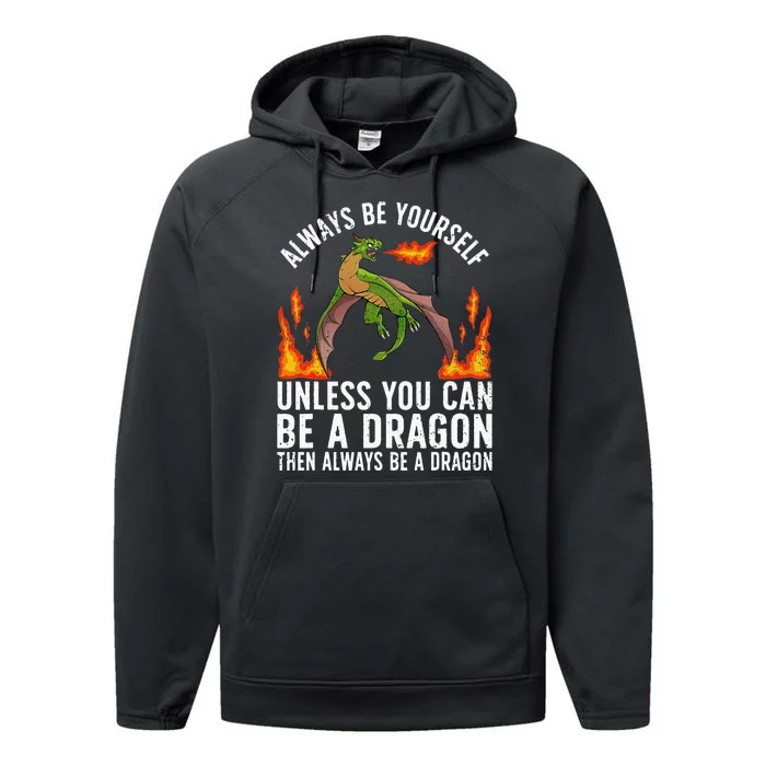 Funny Dragon Design For Fantasy Dragon Lover Performance Fleece Hoodie