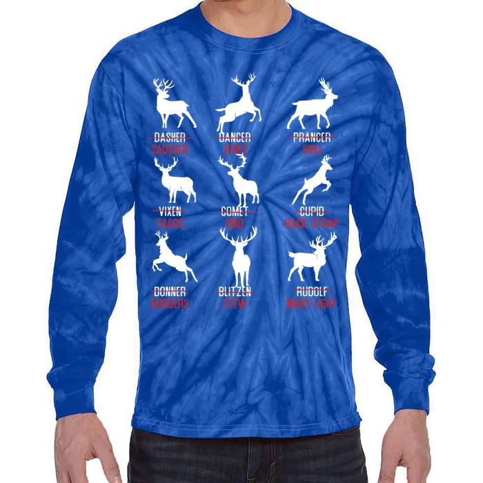 Funny Deer Design Funny Gift Hunters All Of Santa's Reindeer Classic Gift Tie-Dye Long Sleeve Shirt