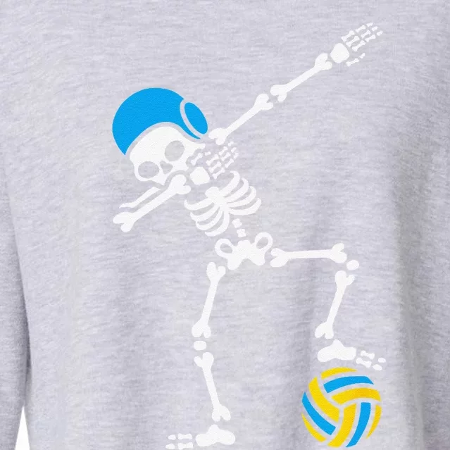 Funny Dab Dabbing Skeleton Water Polo Halloween Swim Cropped Pullover Crew