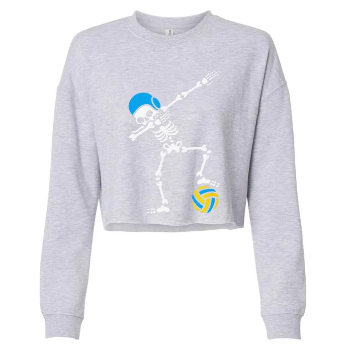 Funny Dab Dabbing Skeleton Water Polo Halloween Swim Cropped Pullover Crew