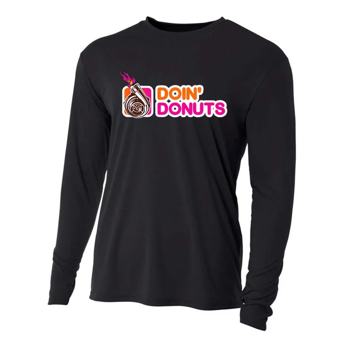 Funny Doin Donuts Racing & Drift Car Enthusiast Turbo Motor Cooling Performance Long Sleeve Crew