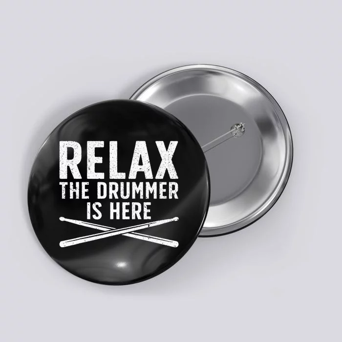 Funny Drummer Design For Men Women Drum Player Music Lover Button