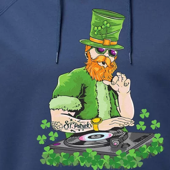 Funny Design DJ Party Saint Patrick's Day Performance Fleece Hoodie