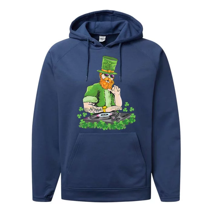 Funny Design DJ Party Saint Patrick's Day Performance Fleece Hoodie