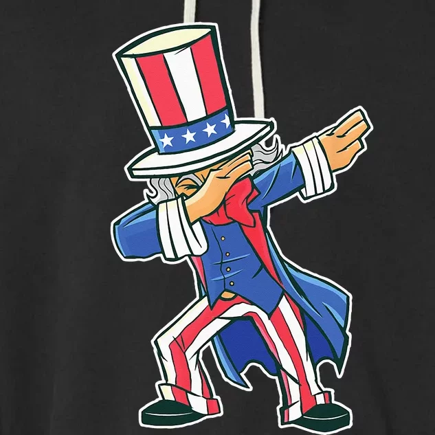 Funny Dancing Dabbing Uncle Sam 4th of July Garment-Dyed Fleece Hoodie