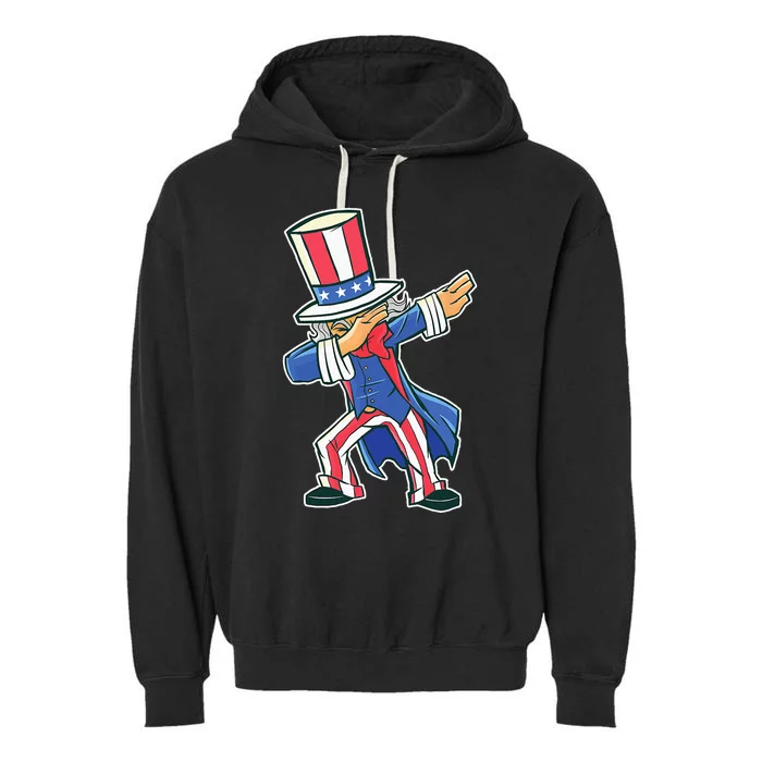 Funny Dancing Dabbing Uncle Sam 4th of July Garment-Dyed Fleece Hoodie