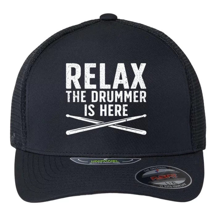 Funny Drummer Design For Men Women Drum Player Music Lover Flexfit Unipanel Trucker Cap