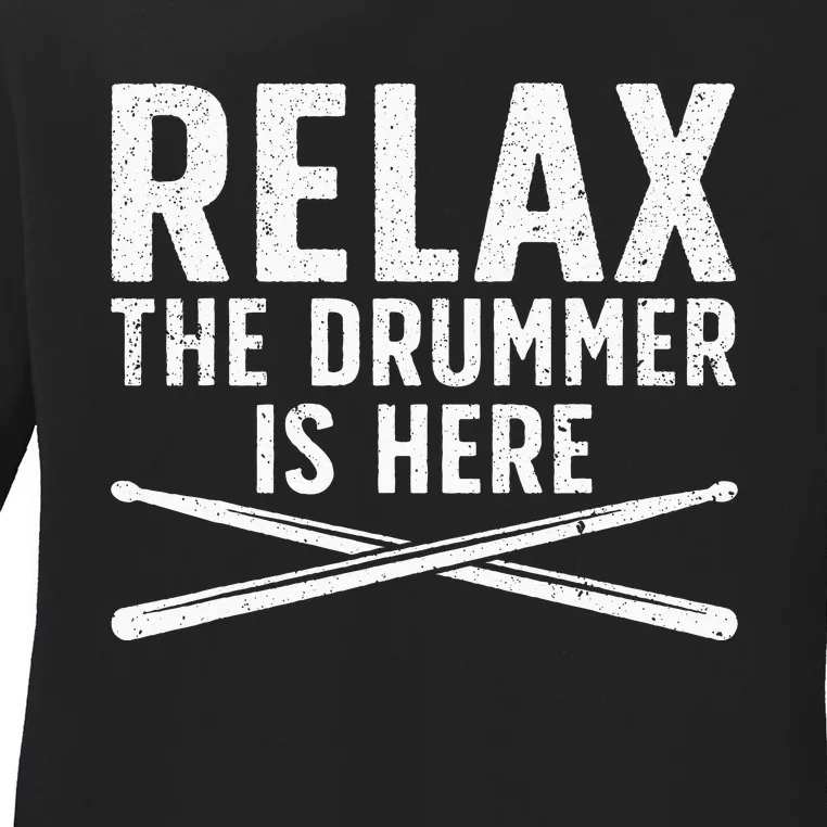 Funny Drummer Design For Men Women Drum Player Music Lover Ladies Long Sleeve Shirt