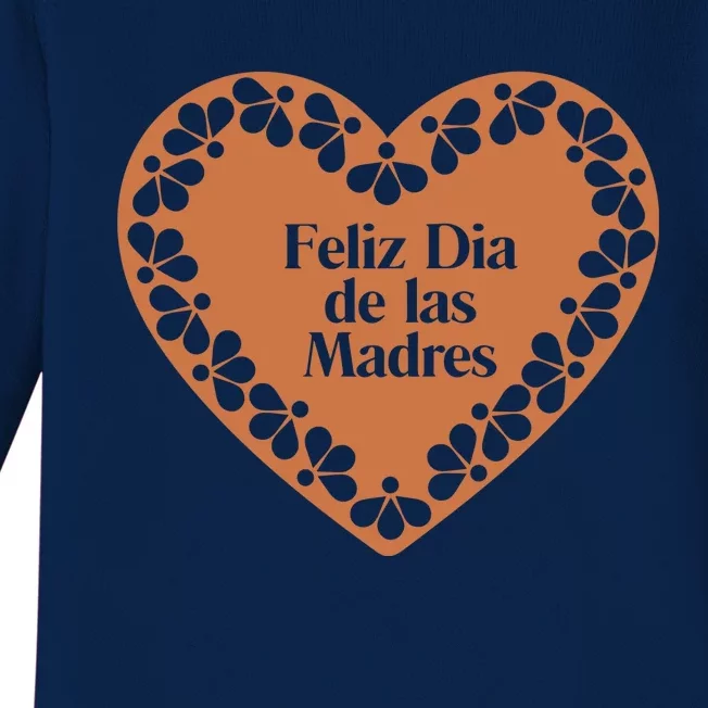 Feliz Dia De Las Madres Heart Mexican Mom Baby Long Sleeve Bodysuit