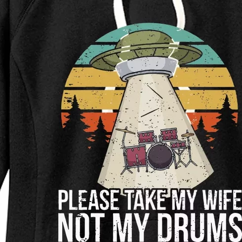 Funny Drummer Drumming Drum Kit Percussion I Wife Ufo Aliens Women's Fleece Hoodie