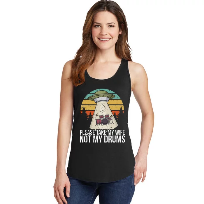 Funny Drummer Drumming Drum Kit Percussion I Wife Ufo Aliens Ladies Essential Tank