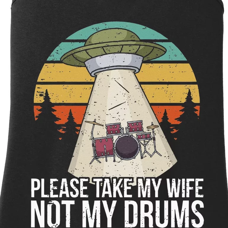 Funny Drummer Drumming Drum Kit Percussion I Wife Ufo Aliens Ladies Essential Tank