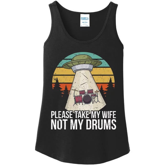 Funny Drummer Drumming Drum Kit Percussion I Wife Ufo Aliens Ladies Essential Tank