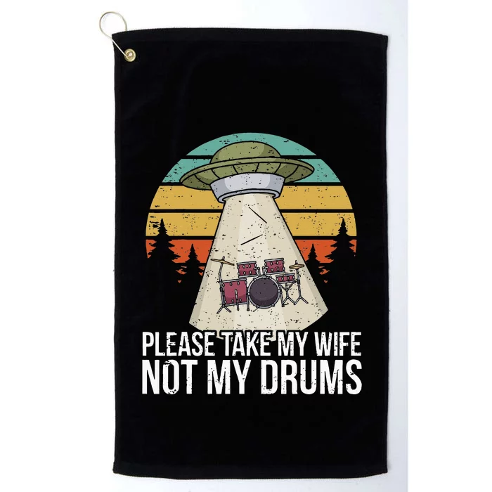 Funny Drummer Drumming Drum Kit Percussion I Wife Ufo Aliens Platinum Collection Golf Towel