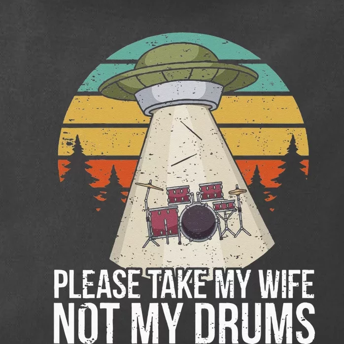 Funny Drummer Drumming Drum Kit Percussion I Wife Ufo Aliens Zip Tote Bag