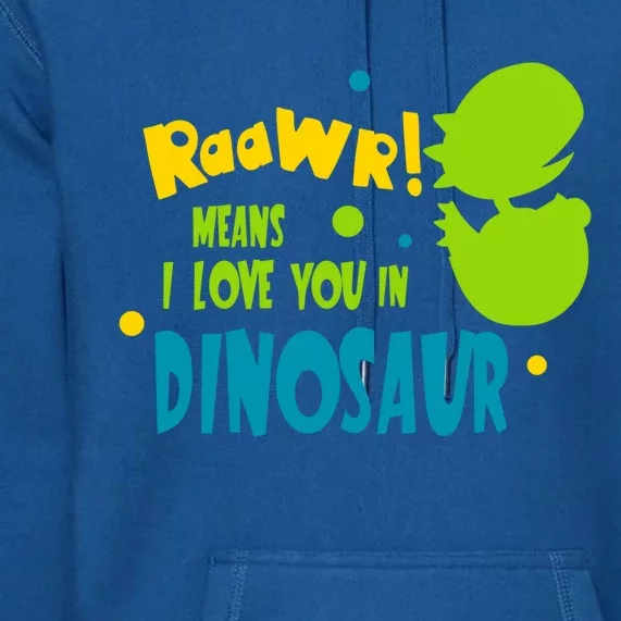 Funny Dinosaur Design Rawr Means I Love You In Dinosaur Gift Premium Hoodie