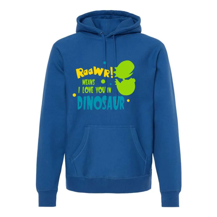 Funny Dinosaur Design Rawr Means I Love You In Dinosaur Gift Premium Hoodie