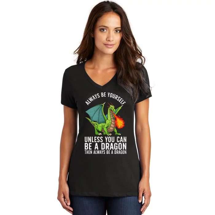 Funny Dragon Design For Fantasy Dragon Lover Women's V-Neck T-Shirt