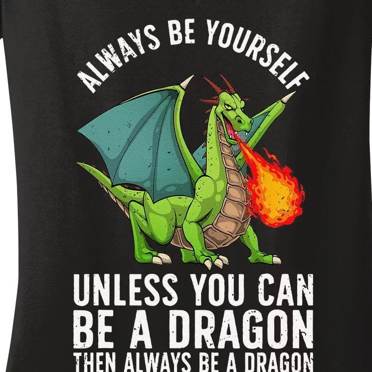 Funny Dragon Design For Fantasy Dragon Lover Women's V-Neck T-Shirt