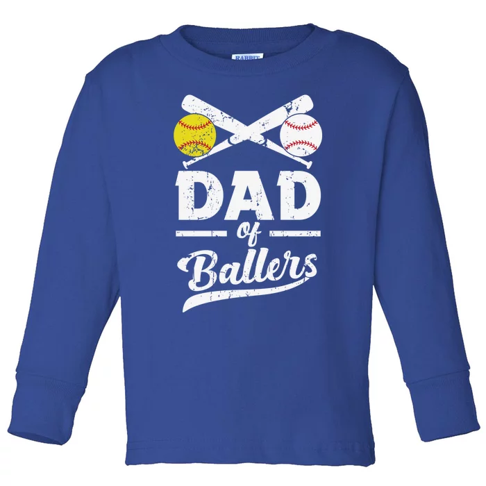 Father's Day Dad Of Ballers Baseball Gift Toddler Long Sleeve Shirt