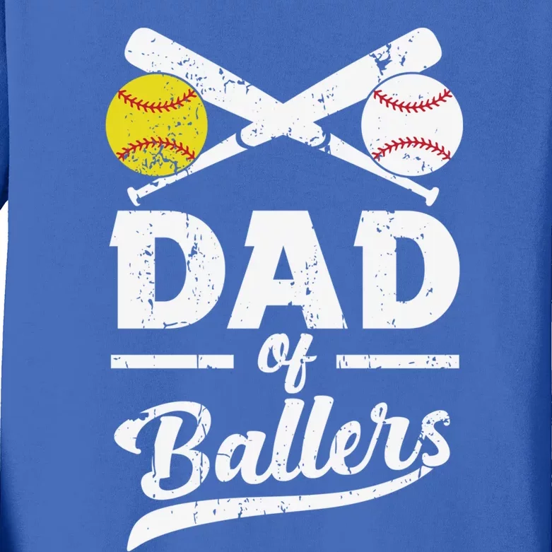 Father's Day Dad Of Ballers Baseball Gift Kids Long Sleeve Shirt