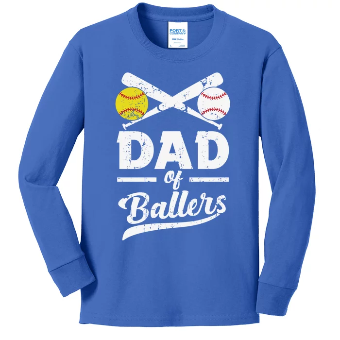 Father's Day Dad Of Ballers Baseball Gift Kids Long Sleeve Shirt