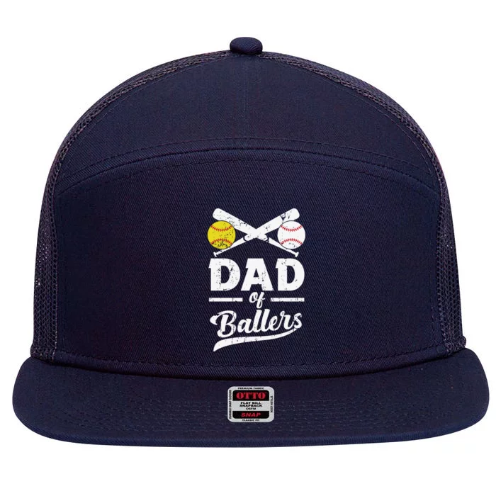 Father's Day Dad Of Ballers Baseball Gift 7 Panel Mesh Trucker Snapback Hat