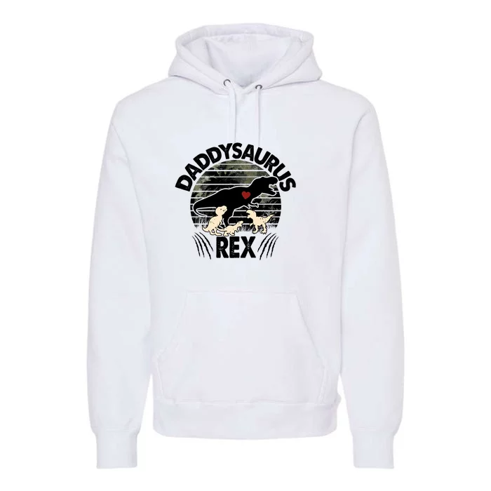 Father's Day Daddysaurus Rex Funny Dinosaur Gift For Father Premium Hoodie