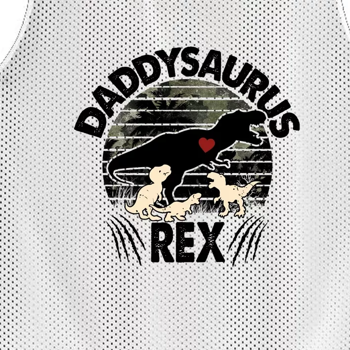 Father's Day Daddysaurus Rex Funny Dinosaur Gift For Father Mesh Reversible Basketball Jersey Tank