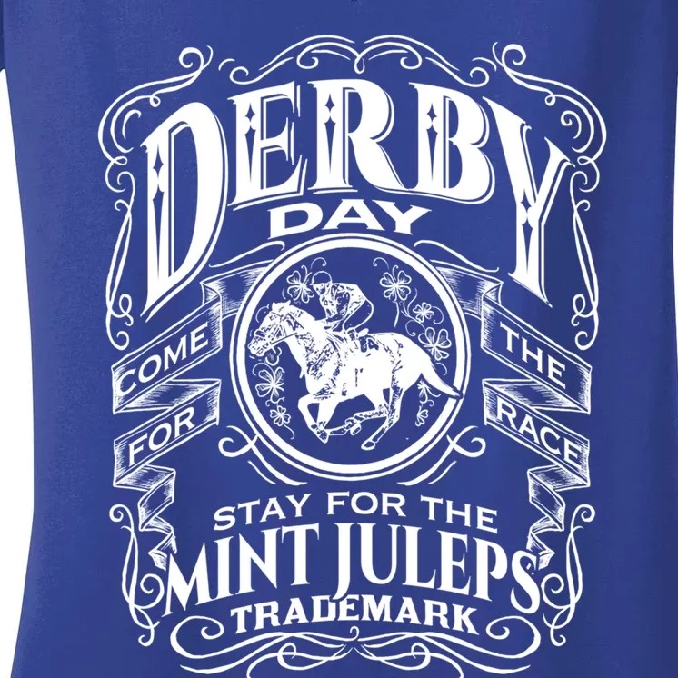 Funny Derby Day And Mint Juleps Kentucky Horse Racing Cute Gift Women's V-Neck T-Shirt