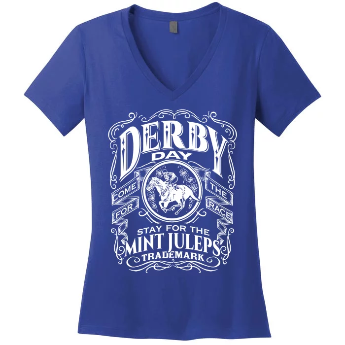 Funny Derby Day And Mint Juleps Kentucky Horse Racing Cute Gift Women's V-Neck T-Shirt