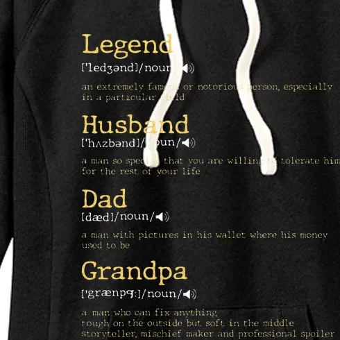 Fathers Day Dad Definition Legend Husband Dad Grandpa Women's Fleece Hoodie