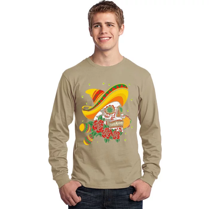 Fiesta Dia De Los Muertos Taco Tequila Happy Cinco De Mayo Tall Long Sleeve T-Shirt