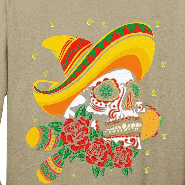 Fiesta Dia De Los Muertos Taco Tequila Happy Cinco De Mayo Tall Long Sleeve T-Shirt