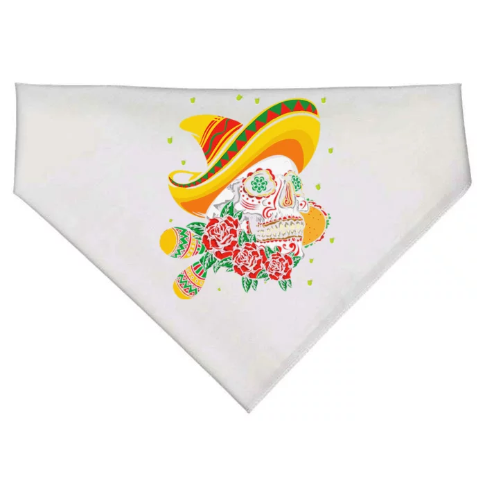 Fiesta Dia De Los Muertos Taco Tequila Happy Cinco De Mayo USA-Made Doggie Bandana