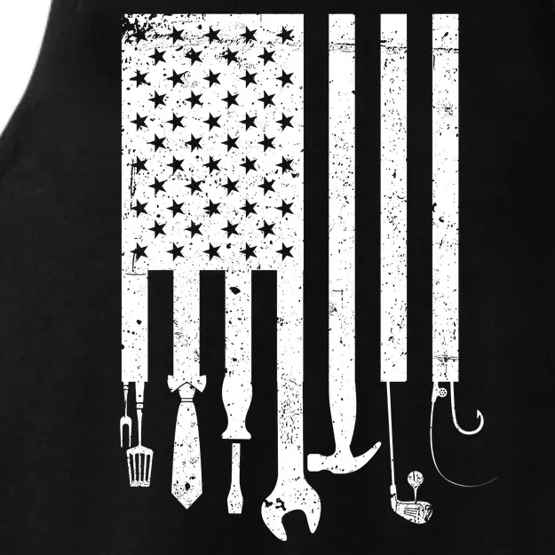 Father's Day Dad Tools USA American Flag Ladies Tri-Blend Wicking Tank