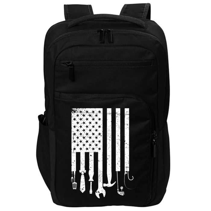 Father's Day Dad Tools USA American Flag Impact Tech Backpack