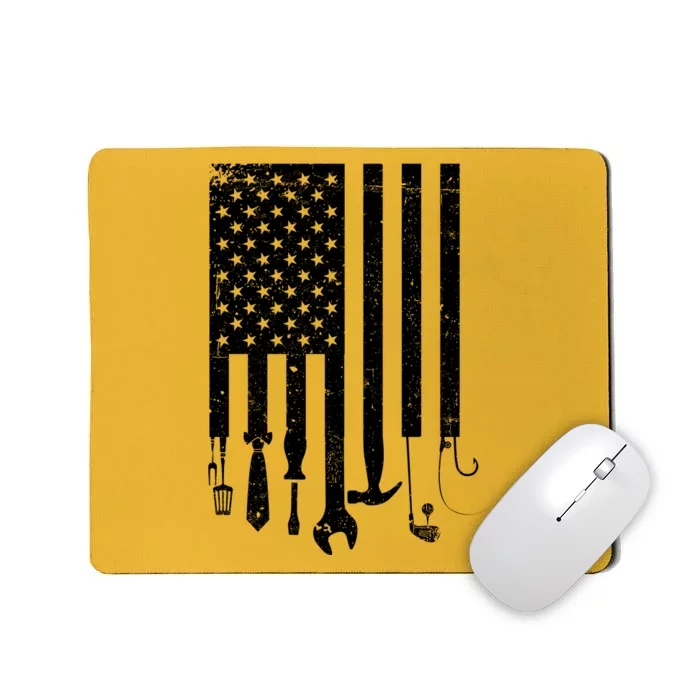 Father's Day Dad Tools USA American Flag Mousepad