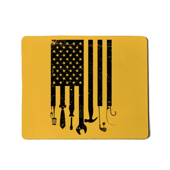 Father's Day Dad Tools USA American Flag Mousepad