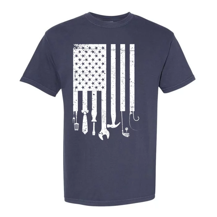 Father's Day Dad Tools USA American Flag Garment-Dyed Heavyweight T-Shirt