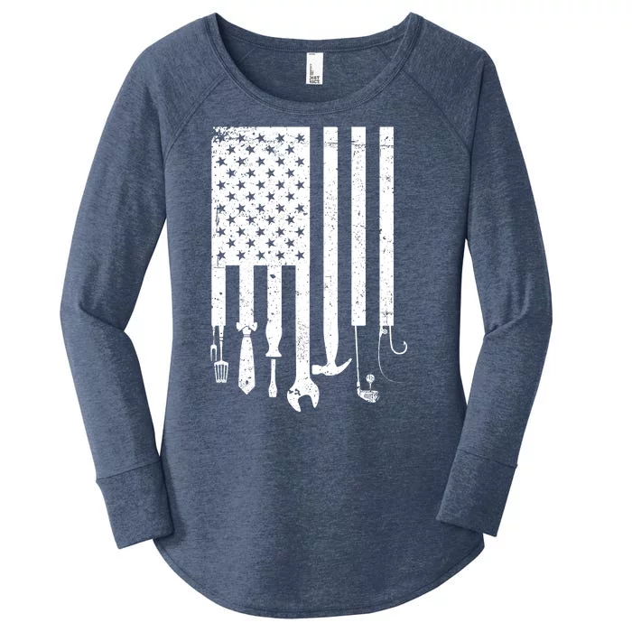 Father's Day Dad Tools USA American Flag Women's Perfect Tri Tunic Long Sleeve Shirt