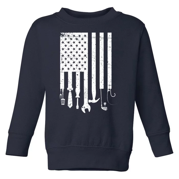 Father's Day Dad Tools USA American Flag Toddler Sweatshirt