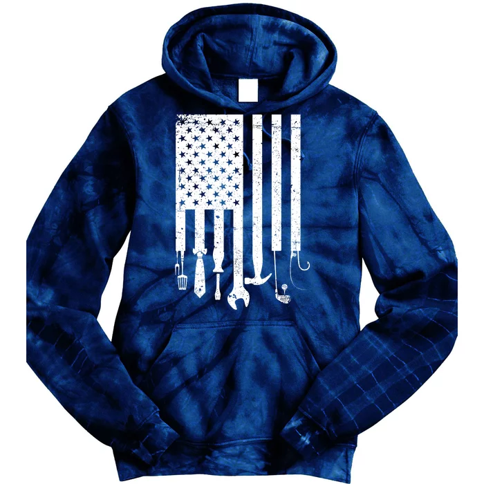 Father's Day Dad Tools USA American Flag Tie Dye Hoodie