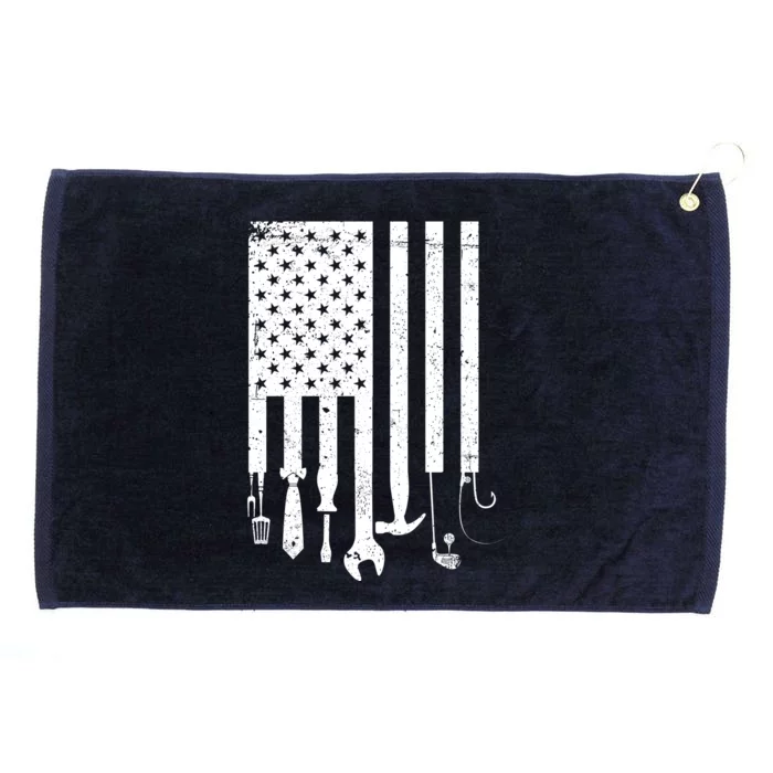 Father's Day Dad Tools USA American Flag Grommeted Golf Towel