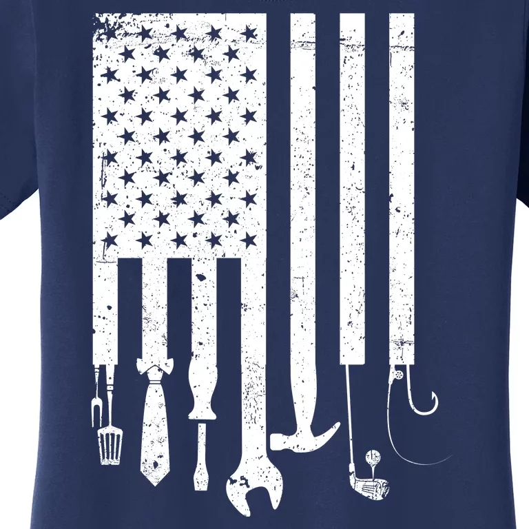 Father's Day Dad Tools USA American Flag Women's T-Shirt