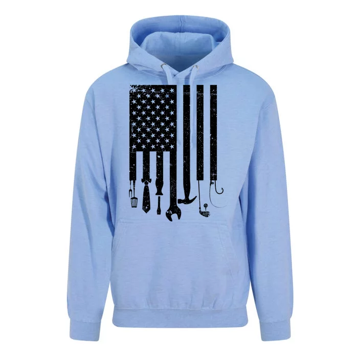 Father's Day Dad Tools USA American Flag Unisex Surf Hoodie