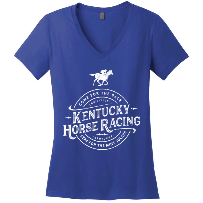 Funny Derby Day Kentucky Horse Racing And Mint Juleps Gift Women's V-Neck T-Shirt