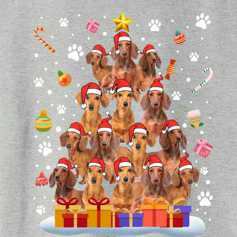 Funny Dachshund Dog Ugly Sweater Christmas Tree Xmas Cool Gift Women's Crop Top Tee